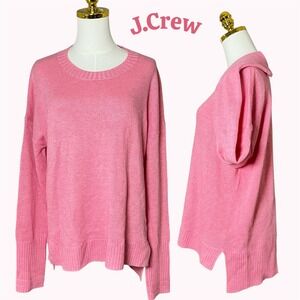 J.Crew Wool Blend Sweater Women's L Pink Long Sleeve Knit Crew Neck Casual